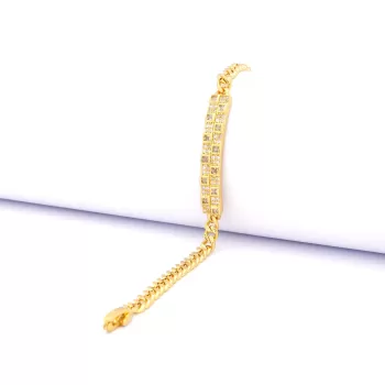 Altın Kaplamalı Zirkon Taşlı Kadın Zincir Bileklik BLK-734