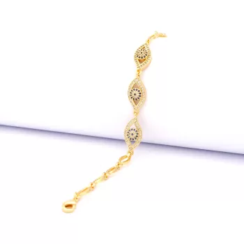 Nazar Boncuklu Bileklik Altın Kaplama Taş İşlemeli BLK-830