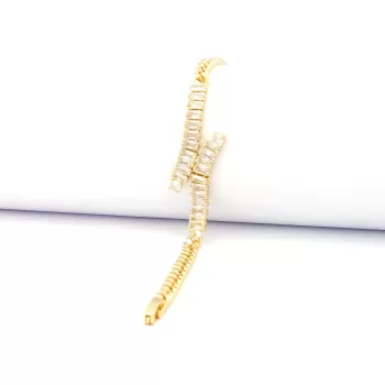 Su Yolu Bileklik Çelik Altın Kaplama Baget Taşlı Zincir Model BLK-1041