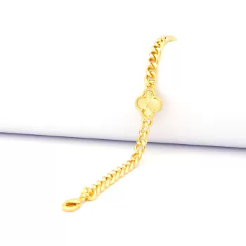 Çelik Bileklik Altın kaplama Kadın Çiçekli Zincir Model BLK-1047