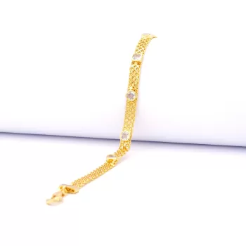 Çelik Bileklik Altın kaplama Kadın Işıltılı Zirkon Taşlı Model BLK-1049