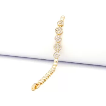 Altın Kaplama Yuvarlak Zirkon Taşlı Kadın Bileklik BLK-1034