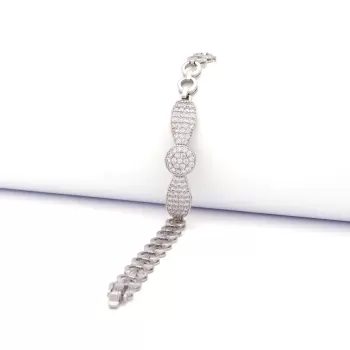 316L Çelik Zirkon Taşlı Kurdelalı Kadın Bileklik BLK-536