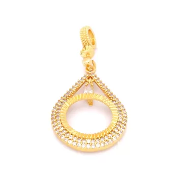 Altın Kaplama Damla Model Çeyrek Çerçeve Kolye Ucu TGR-438