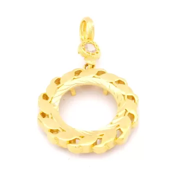 Altın Kaplama Yuvarlak Çeyrek Çerçeve Kadın Kolye Ucu TGR-477