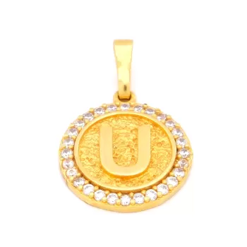 FerizZ Altın Kaplama Zirkon Taşlı U Harfli Kolye Ucu TGR-534