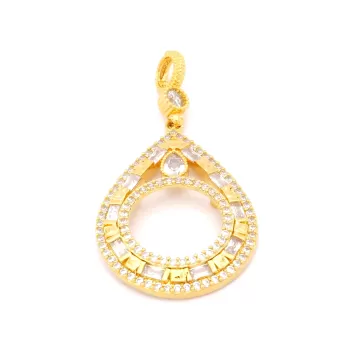 Altın Kaplama Zirkon Taşlı Çeyrek Çerçeve Kolye Ucu TGR-537