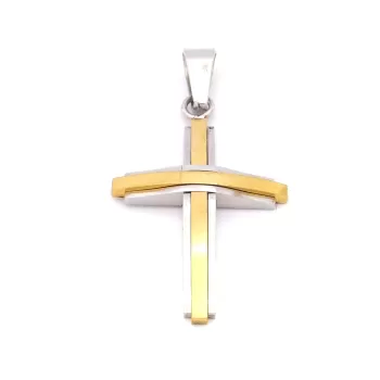 FerizZ Altın Kaplama Çift Renkli Haç Kolye Ucu TGR-546