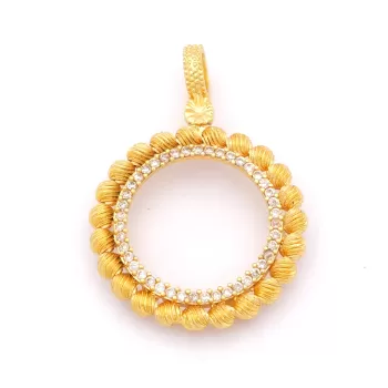 Yarım Altın Çerçeveli Kolye Ucu Altın Kaplama TGR-608