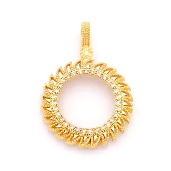 Tam Altın Çerçeveli Kolye​ Ucu Altın Kaplama-TGR-609