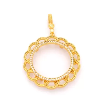 Tam Altın Çerçeveli Kolye​ Ucu Altın Kaplama TGR-611