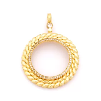 Tam Altın Çerçeveli Kolye​ Ucu Altın Kaplama-TGR-613