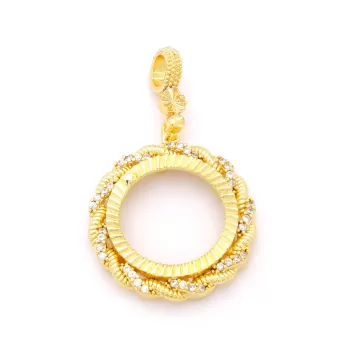 Yarım Altın Çerçeveli Kolye Ucu Altın Kaplama İşlemeli TGR-622