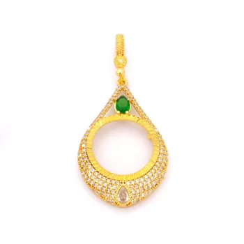 Yarım Altın Çerçeveli Kolye Ucu Altın Kaplama Damla Model TGR-624