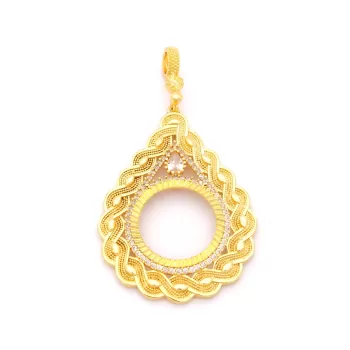 Çeyrek Altın Çerçeveli Kolye Ucu Altın Kaplama İşlemeli TGR-628