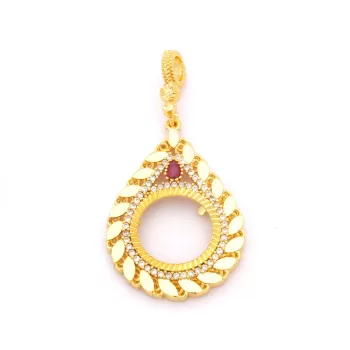 Çeyrek Altın Çerçeveli Kolye Ucu Altın Kaplama TGR-642