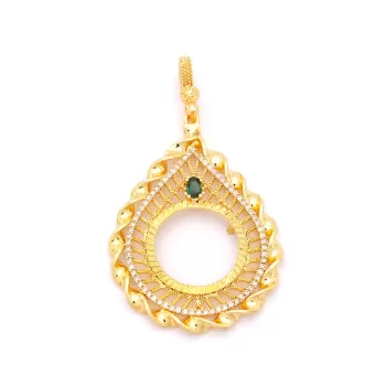 Yarım Altın Çerçeveli Kolye Ucu Altın Kaplama İşlemeli TGR-647