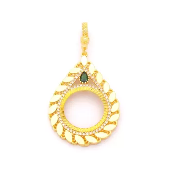 Çeyrek Altın Çerçeveli Kolye Ucu Altın Kaplama TGR-654