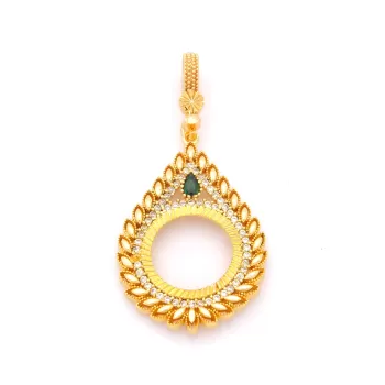 Yarım Altın Çerçeveli Kolye Ucu Altın Kaplama İşlemeli TGR-655