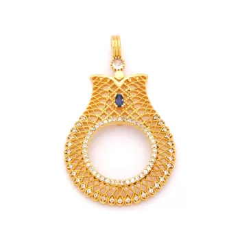 Çeyrek Altın Çerçeveli Kolye Ucu Altın Kaplama TGR-662