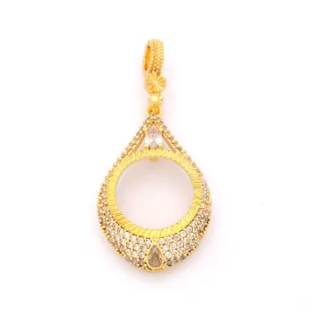 Çeyrek Altın Çerçeveli Kolye Ucu Altın Kaplama-TGR-666