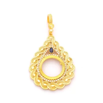 Çeyrek Altın Çerçeveli Kolye Ucu Altın Kaplama TGR-677