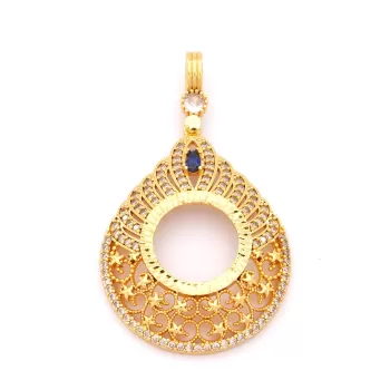 Çeyrek Altın Çerçeveli Kolye Ucu Altın Kaplama TGR-691