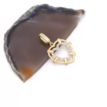 Ajda Charm Çelik Altın Kaplama Kadın Taşlı Kalp Model-CHR-126