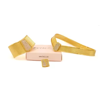 Altın Kaplama Trabzon Hasır Taşlı Set - SET-168