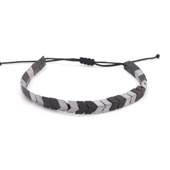 Mat Siyah-Gri Hematit Doğal Taş Erkek Bileklik  EBLK-150