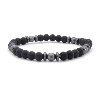 Ametist ve Oniks Doğal Taş Erkek Bileklik EBLK-317