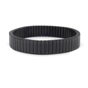 316L Çelik Siyah iİtalyan Charm Erkek Kelepçe Bileklik EBLK-409