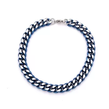 316L Erkek Çelik Bileklik Lacivert Spor Zincir Bileklik EBLK-462