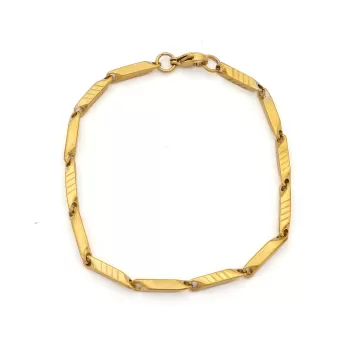 Altın Kaplama Çizgili Erkek Bileklik EBLK-507