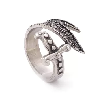 Kılıç Detaylı Taşlı 316L Çelik Erkek Yüzük ÇEY-100