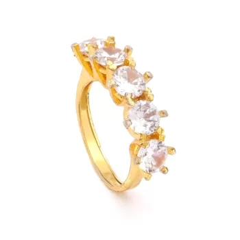 Çelik Yüzük Altın Kaplama Beştaş Zirkon YZK-204