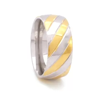 Çelik Alyans Yüzük Altın Kaplama YZK-304