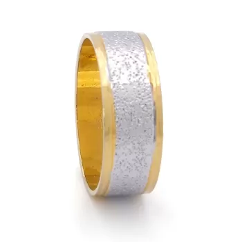 Çelik Alyans Yüzük Altın Kaplama Simli YZK-373