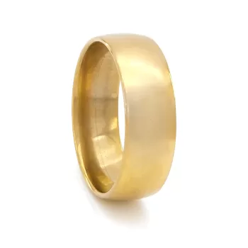 Çelik Yüzük Alyans Altın Kaplama Düz Bombeli YZK-403