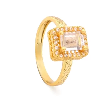 Çelik Baget Yüzük Altın Kaplama Örgü Desenli YZK-442