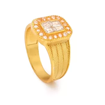 Altın Kaplama Zirkon Taşlı Hasır Model Baget Yüzük YZK-446