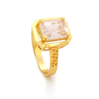 Çelik Baget Yüzük Altın Kaplama Kenarları Desenli YZK-449