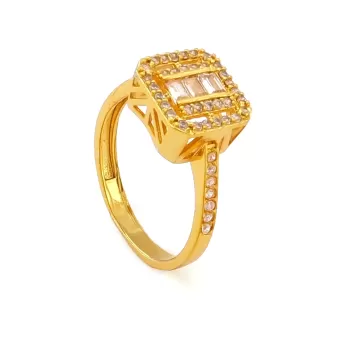 Çelik Baget Yüzük Altın Kaplama Kenarı Taşlı YZK-451