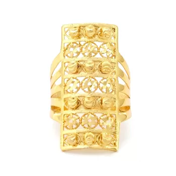 Çelik Yüzük Altın Kaplama Çiçek Desenli Kaburga YZK-485