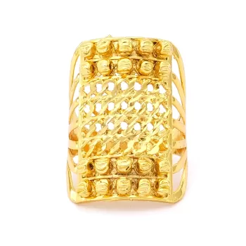 Çelik Yüzük Kadın Altın Kaplama Desenli Kaburga Model YZK-493