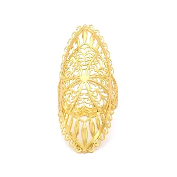 Çelik Yüzük Kadın Altın Kaplama Hint Model YZK-507