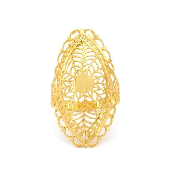 Çelik Yüzük Kadın Altın Kaplama Hint Model YZK-508