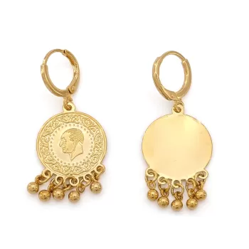 Altın Kaplama Küpe İmitasyon Çeyrek Altınlı UNK-401