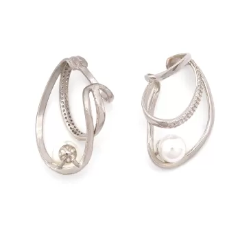 Paslanamaz Çelik Küpe İnci Taşlı Çelik Ear Cuff UNK-682