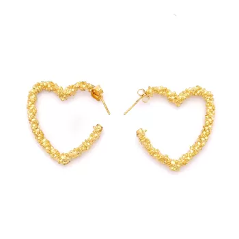 Altın Kaplama Küpe Kalpli Kadın Halka Model UNK-763